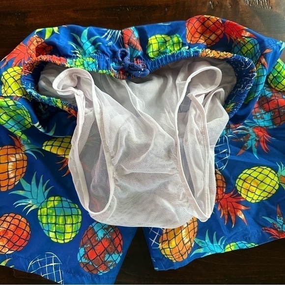 Wonder Nation Boys Pineapple Print Swim Trunks Size 10-12 Husky Blue - Picture 5 of 5